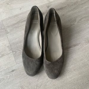 EUC Eileen Fisher Gray Suede Block Heel